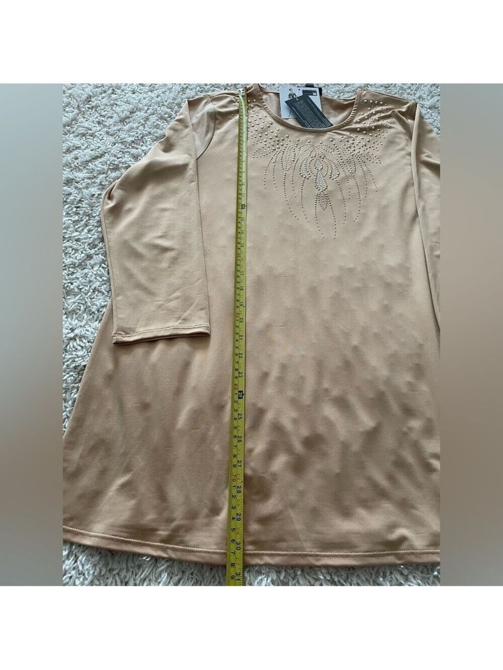 Tan Long Sleeve Embellished Top - Picture 12 of 15